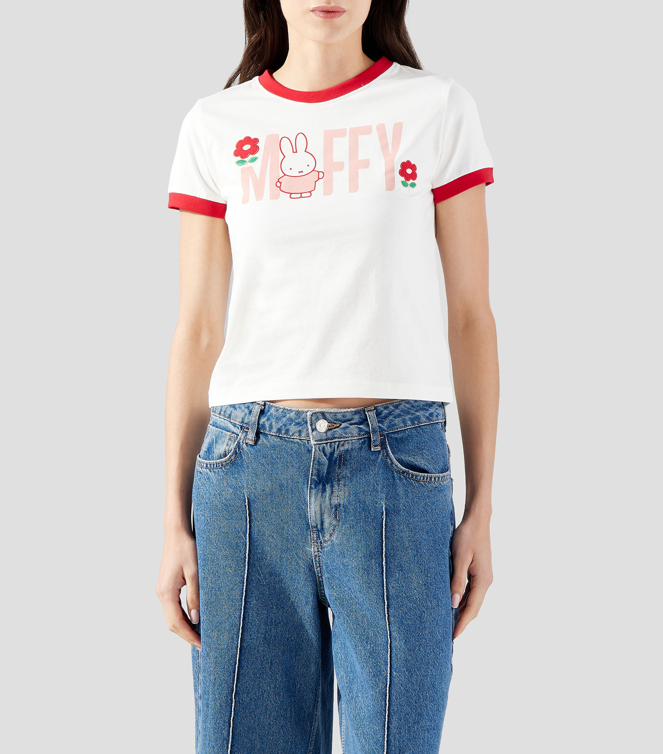 Playera cuello redondo manga corta estampada Mujer